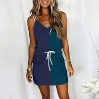 Gakvbuo Ljetna ušteda ljetne haljine za ženske haljine na plaži Ležerne prugaste haljine V izrez špageta