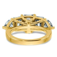 14k Žuti zlatni prsten za prsten moissanite osmostruk smaragd bijeli trilijun krug