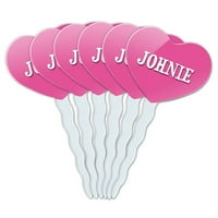 JohnIe Heart Love Cupcake Pick Toppers - Set od 6