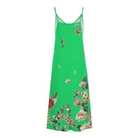 Yuwull žensko ljeto plus veličina Havajske haljine cvjetni ispis špageta remen maxi haljina plaža boho sandress zeleni klirens