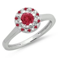 DazzlingRock kolekcija 14k okrugli rubin i bijeli dijamantski ženski prsten za halo stil zaručni prsten,