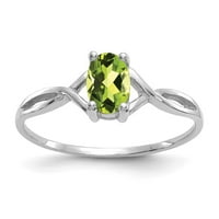 14k bijeli zlatni prsten bend rođenog kamena kolovoz peridot ovalna zelena, veličine 6