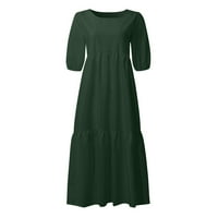 Žene Ljeto Ležerne prilike Sirdne haljine Okrugli izrez Kratki rukav Srednja dužina Žene Haljine Green