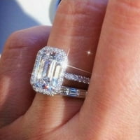 Square Silver Rhinestone kubični cirkonij mladenci za brisalni prsten za prsten za prsten full dijamant