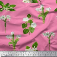 Soimoi ružičasti pol georgette tkanina od lišća i bijela cvjetna tiskana tkanina od dvorišta široka