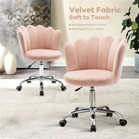 Velvet Accent stolica, podesiva stolica za ispraznosti sa točkovima, baršunastom stolicama bez ručica,
