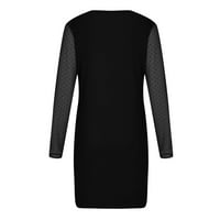 Poslovna casual haljina za žene Soild Deep V pulover dugih rukava Summer Summe haljina crna m