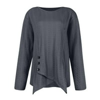 Ženski modni džemperi za žene plus veličine majica Retro Slim Slim Dugih rukava okrugli vrat dugme pletene