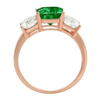 4. CT Sjajni smaragdni rez prozirni simulirani dijamant 18K ružičasta zlato tromjesečni prsten sz 5,75