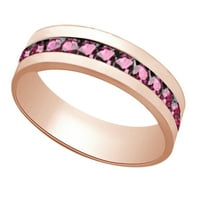 Simulirani ružičasti sapphire muške vjetar vjetar za vjenčani prsten u 14K čvrstog zlata sa veličinom