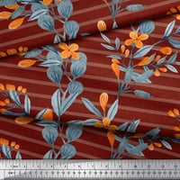 Soimoi Crvena baršunasta tkanina od listova i cvjetne pruge tiskane tkanine široko