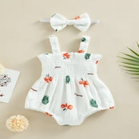 Binpure Baby Girl Ljeto odijelo, bez rukava trešnja mrkva stablo minder s trakom za glavu
