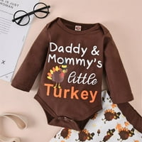 GWL Baby Boys Objave Dan zahvalnosti Turska Pismo Ispis ROMPER Top dugačke hlače sa postavljenim poklopcem