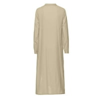 Wendunide haljine za žene Žene Ležerne haljine Modni čvrsti kolor okrugli dugme gore dugih rukava midi
