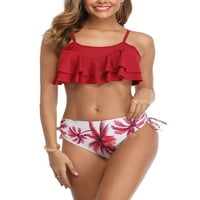 Seksi plesne dame žene rucffle bikini set cvjetni print kupaći kostim kupaćim kostimima, plus veličine
