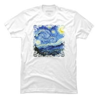 Zvjezdana noć - Vincent Van Gogh Muška mornarica Plava grafički tee - Dizajn ljudi 3xl