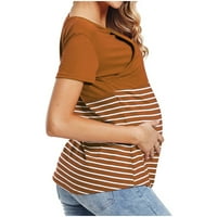 Ženske sestrinske majice za majke za dojenje kratkih rukava Dame Modni čvrsti kolor trak Print kratki