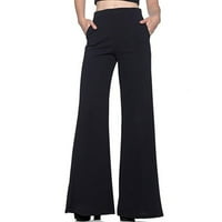 Ženske hlače Ležerne prilike visoke struke čvrsto labave duge pantalone koji teku palanzo teretne hlače