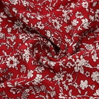 Odeerbi cvjetna boho haljina za žene Ljeto tiskovina kratkih rukava boemska dugačka maxi haljina crvena