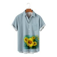 Muška havajska majica kratkih rukava Tropicko print casual gumb niz ljetnu majicu