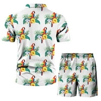 Hinvhai Muška havajska odjeća za plažu ljeta Boho kratke hlače 2-komadno set na klirensu bijeli xxxl