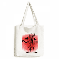 Japan Japanski stil Crvena dizalica Tote platnena vrećica Kupovina Satchel Casual torba