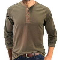 Knosfes Men Majica za prodaju Raglan dugme dolje Muški casual majice Henley Labavi majica za muškarce