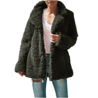 Ženski kaputi za rovove Žene modne zimske solidne boje dugih rukava plišane kardiganske jakne