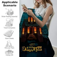 Halloween Dekorativni pokrivač s jastukom, skeletni pokrivač za dnevni boravak spavaće sobe, dekor apestrije,