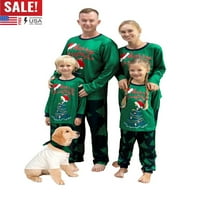 Božićna porodica pidžama, dugih rukava s kraljevske vrpce za komarce za rub, duge hlače, štenad odijela,