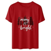 Sretan božićni majica za žene bejzbol Raglan plaćene majice Okrugli vrat Majica Resetce božićna stabla