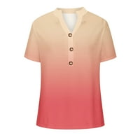 Lenago Ženske vrhove odobrenje ispod $ plus veličine casual s kratkim rukavima s pritiskom na tipku V-izrez na gornjoj bluzu modni majica Tunički vrhovi