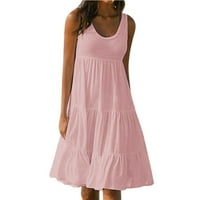 IOPQO Ljetna haljina Ženska godišnja ljeta SOLID bez rukava haljina za sunčanje bez rukava Crta ružičasta
