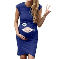 Majčinske haljine za žensku posadu vrat bez rukava za trudnoću materinstvo crtane slova cvjetna haljina
