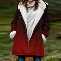 SHPWFBE zimski kaputi za žene zimske odjeće za ženske casual dugmad jakna Fuzzy Fleece s kapute od runa