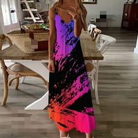 Ljetne haljine za žene Ležerne prilike bez rukava na plaži MAXI Maxi Colord Jall list od tiskane haljine