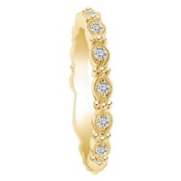 0. Carat Okrugli oblik Bijeli prirodni dijamantski vintage stil vjenčani prsten za vjenčanje 18K čvrsto