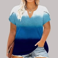Ženski trendi plus veličina labav vrhovi čišćenje ljetne latice rukavske majice na prodaju u vratu Pulover casual cofy cvjetni tinejski tens odjeća modna plava xl
