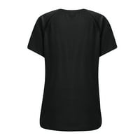 Apepal Plus veličine za žene Ljeto V izrez T majice Boja blok Raglan tees crna s
