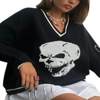 Qiylii Žene lubanje tiskane dugih rukava s dugim rukavima V-izrez Top labav džemper