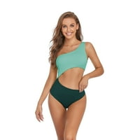 Baywell Ženska kupaći kupaći kostim visoki struk izrezan monokini jedno kupaće kostim svijetlo zelene