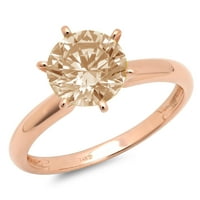 CT sjajan okrugli rez Clear Simulirani dijamant 18k ružičasto zlato pasijans prsten sz 10.75