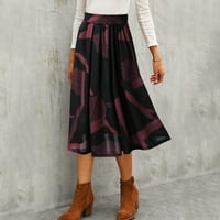 Ženska modna tiskana suknja džep elastična struka labava dugačka linijska suknja za klubu Basic slobodno