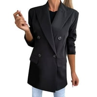 Ženski kaput čvrsta smetnja dugih rukava s dugim rukavima niz košulje od košulje sa džepovima Blazer