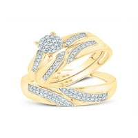 Jewels 10kt Žuto zlato Njegova i njezina okrugli dijamantski klaster podudaranje svadbenih vjenčanih
