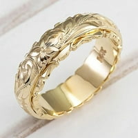 Leesechin 14k žuti pozlaćeni suspendirani rezbareni prsten za cvjetni prsten za žene za žene, repni prsten, dan zaljubljenih dana danas