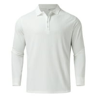 Leey-World Polo majice za muškarce muške casuse jesenski prugasti tkanina T Dugme za košulju Okretajte