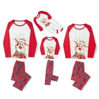 Porodica veka Usklađivanje božićne pidžame set dugih rukava Elk Print Tops Plaid hlače Xmas Sweepwear
