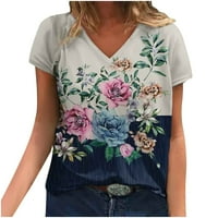 Fnochy V-izrez za žene Ljeto zazor lagana modna kauzalna bluza za bluzu kratkih rukava ljetni vrhovi