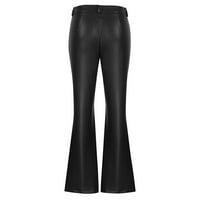 Lilgiuy Fashion Women Solid patentni patentni zatvarač Ležerne prilike Srednje strukske kože Duge hlače